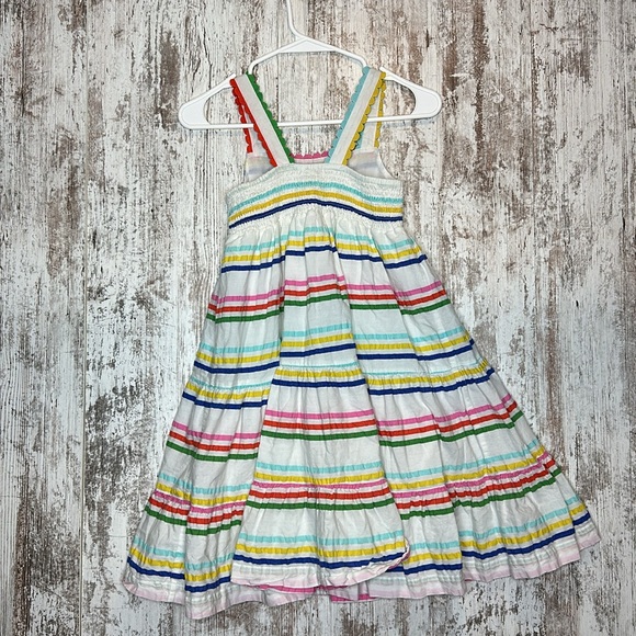 Mini Boden Rainbow Tiered Twirly Dress Size 9-10  crossover straps - Picture 7 of 8